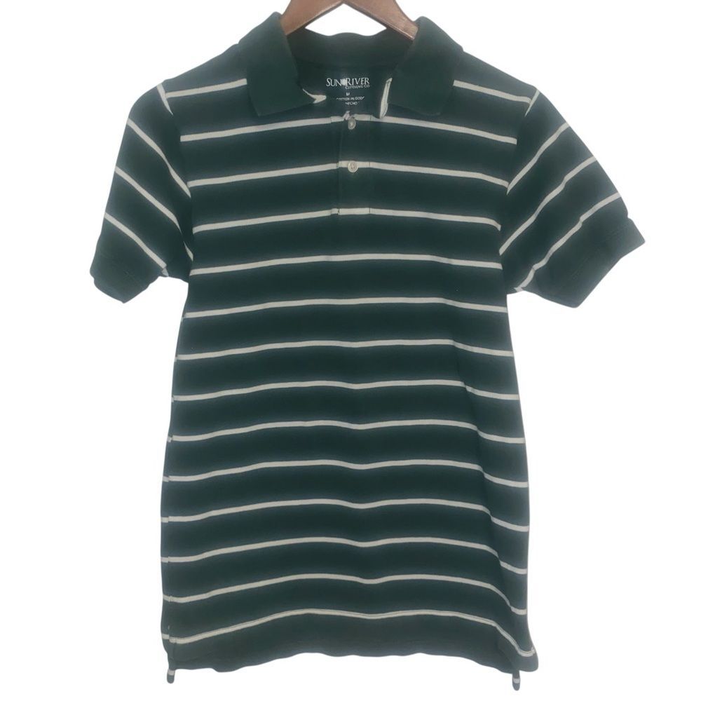 Sun River Striped Green Polo Shirt